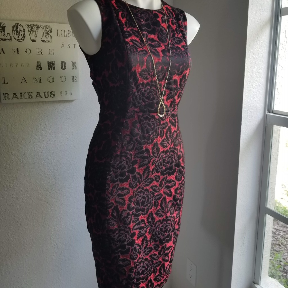 Red Floral CK Sheath Dress
